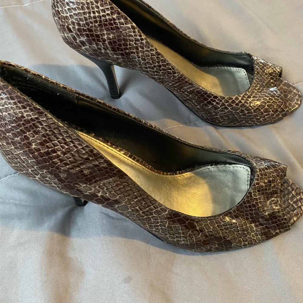 Cato snake skin open toe heels